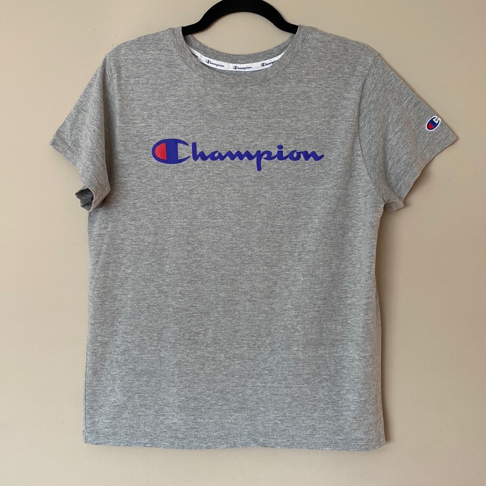 [L] Champion Short Sleeve T-shirt with Logo | Gray